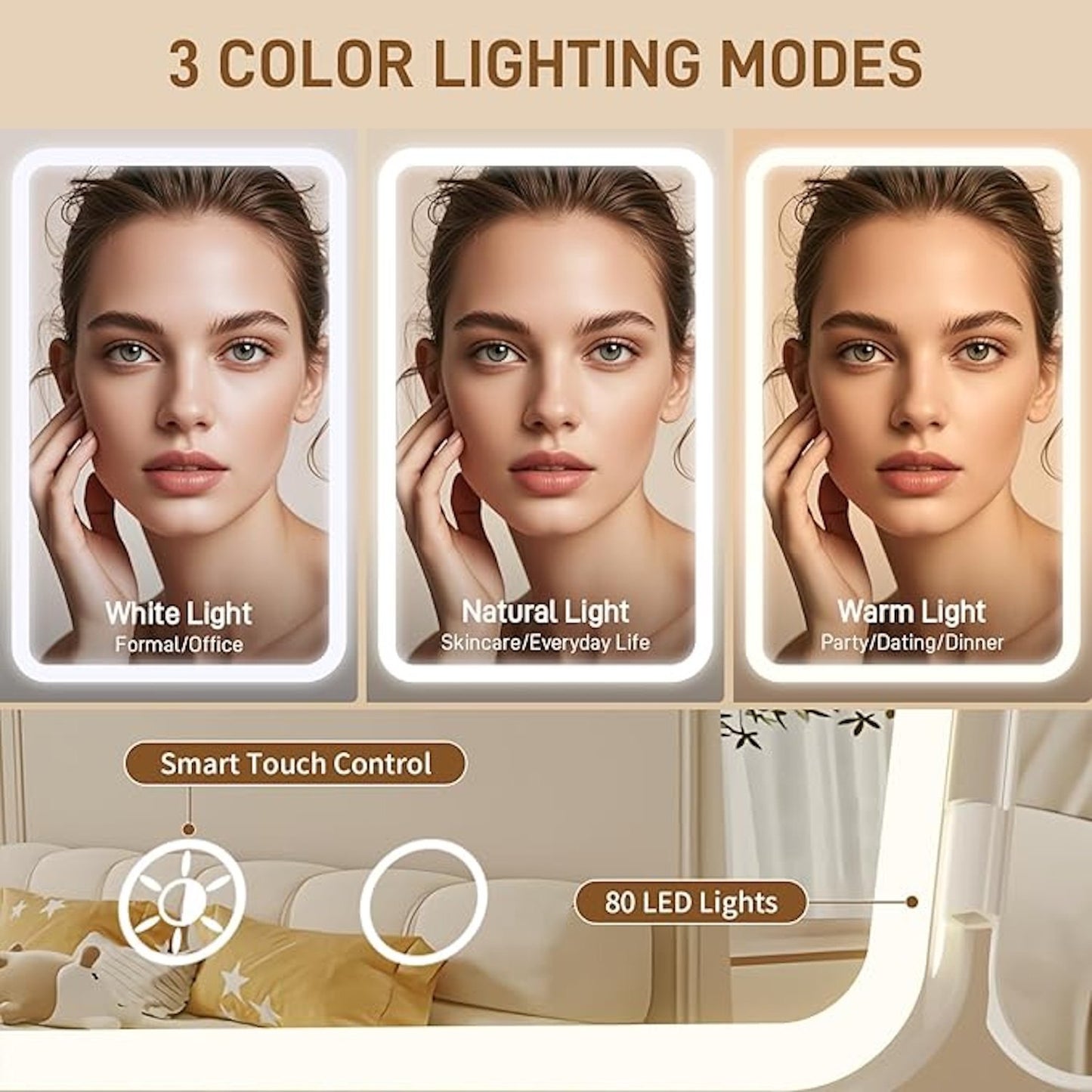1X/2X/3X/10X Magnification LED Makeup Mirror – Adjustable, Compact & Stylish