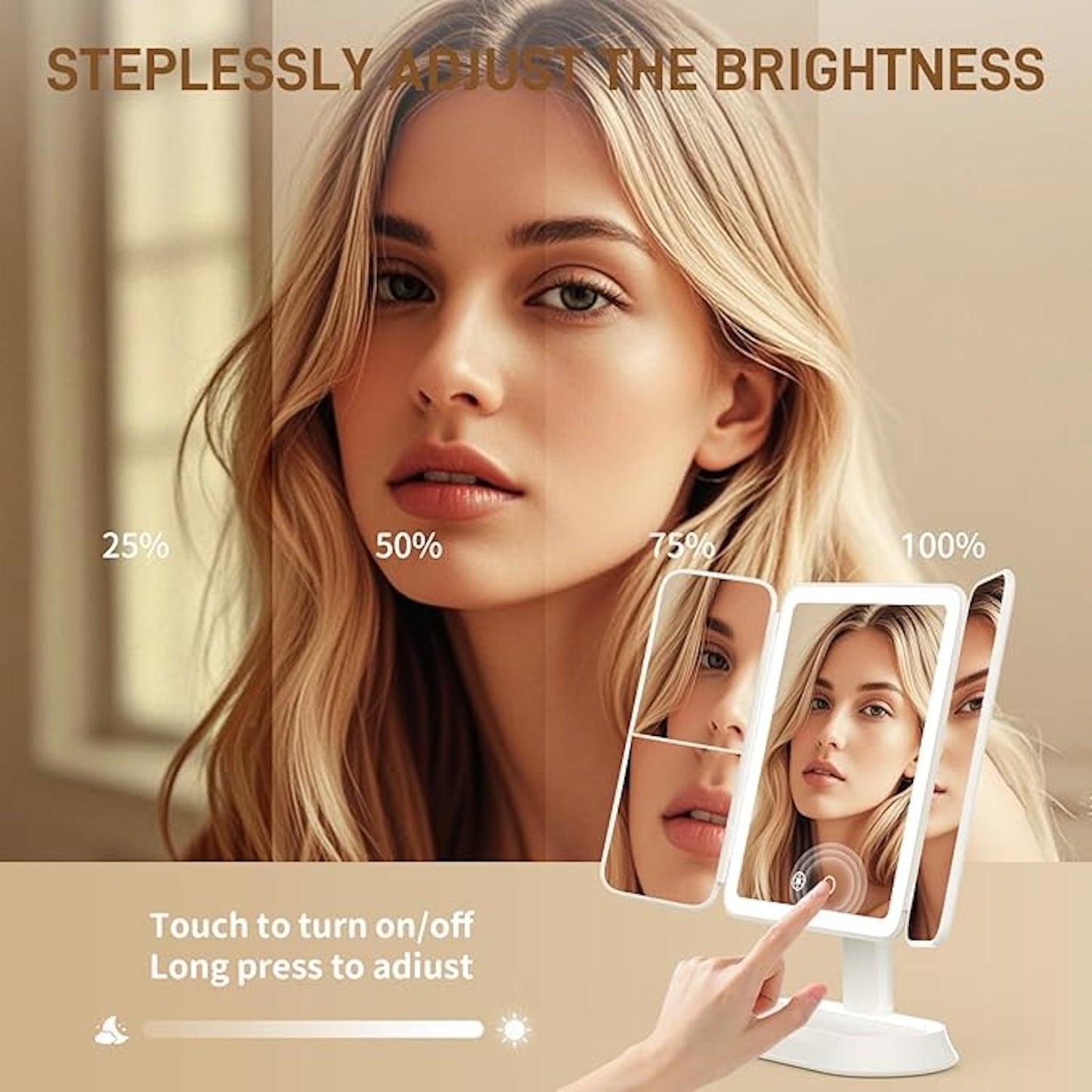 1X/2X/3X/10X Magnification LED Makeup Mirror – Adjustable, Compact & Stylish