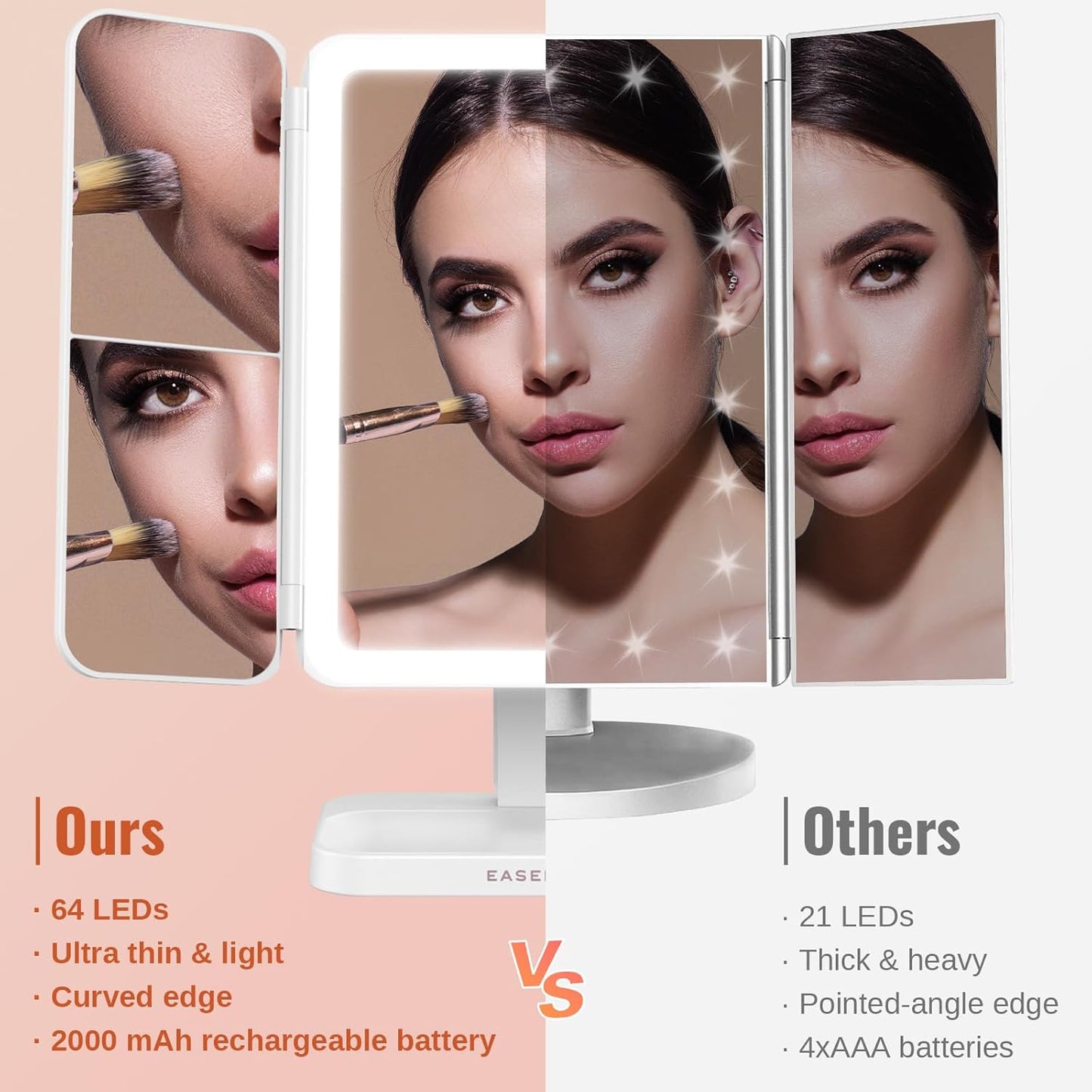 1X/2X/3X/10X Magnification LED Makeup Mirror – Adjustable, Compact & Stylish