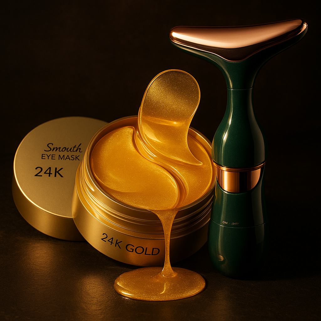 Luxury Glow Combo – 24K Gold Eye Mask + Facial Sculpting Massager