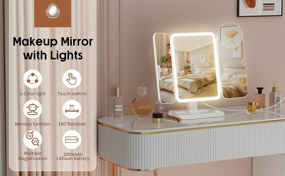 1X/2X/3X/10X Magnification LED Makeup Mirror – Adjustable, Compact & Stylish