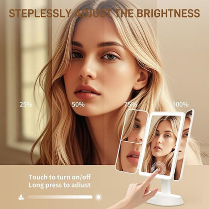 1X/2X/3X/10X Magnification LED Makeup Mirror – Adjustable, Compact & Stylish