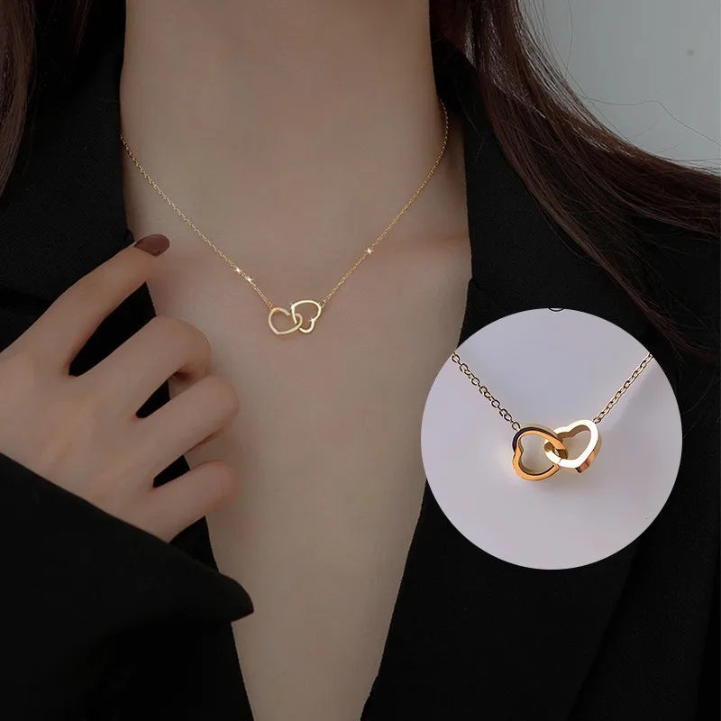🍒 Golden Charm Necklace Trio – Cherry Pop, Twin Hearts & Mermaid Magic Set