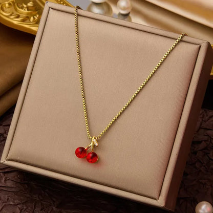 🍒 Golden Charm Necklace Trio – Cherry Pop, Twin Hearts & Mermaid Magic Set